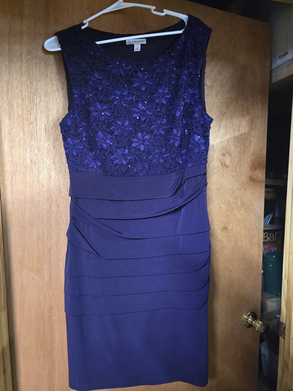 Purple Sleeveless Lace & Tiered Pleated Sheath Dress